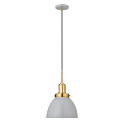 Image showing  1-Light Madison Metal Pendant Light, Matte Gray/Brass