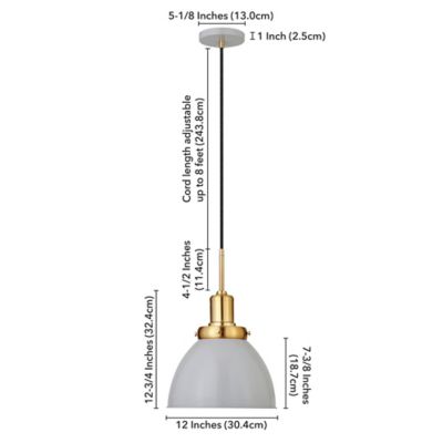 Image showing  1-Light Madison Metal Pendant Light, Matte Gray/Brass