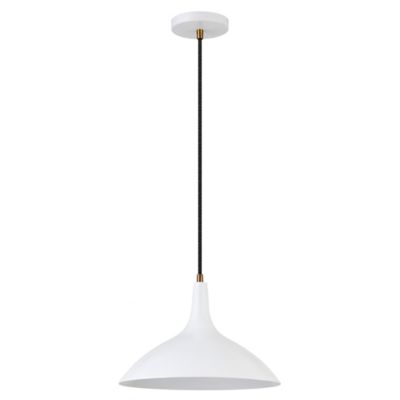 Image showing  1-Light Barton Metal Pendant Light, Matte White/Brass