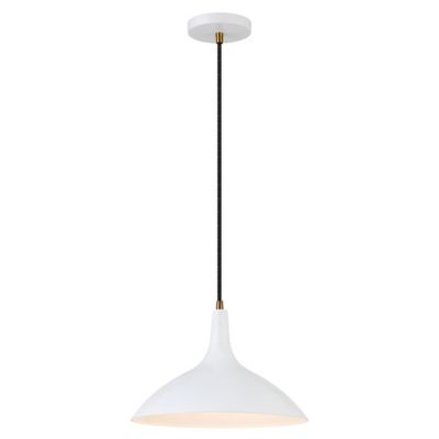 Image showing  1-Light Barton Metal Pendant Light, Matte White/Brass