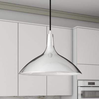 Hudson&Canal Barton Metal Pendant with Brass Accents, Polished Nickel