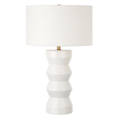 Image showing  28 in. Carlin Ribbed Ceramic Table Lamp, White