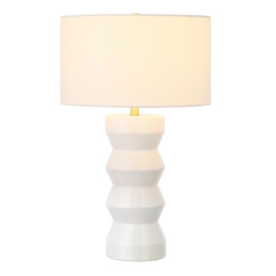 Image showing  28 in. Carlin Ribbed Ceramic Table Lamp, White