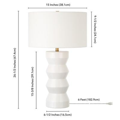 Image showing  28 in. Carlin Ribbed Ceramic Table Lamp, White