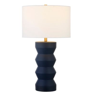 Image showing  28 in. Carlin Ribbed Ceramic Table Lamp, Navy