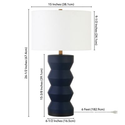 Image showing  28 in. Carlin Ribbed Ceramic Table Lamp, Navy