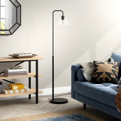 Image showing  62 in. Henderson Arc Floor Lamp with Clear Glass Shade, Blackened Bronze