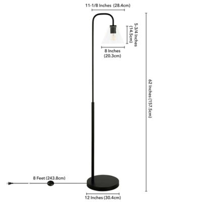 Image showing  62 in. Henderson Arc Floor Lamp with Clear Glass Shade, Blackened Bronze