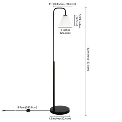 Image showing  62 in. Henderson Arc Floor Lamp with White Milk Glass Shade, Blackened Bronze