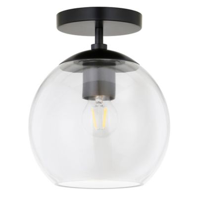 Image showing  1-Light Bartlett Glass Semi Flush-Mount Ceiling Light, Matte Black