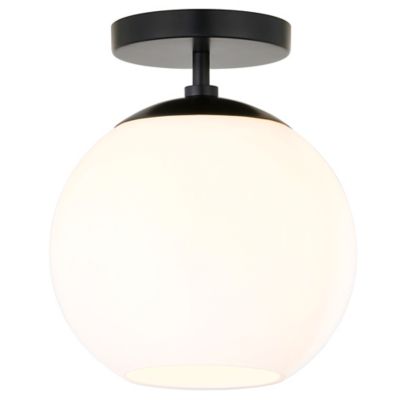 Image showing 2 th Hudson&Canal Bartlett Semi Flush-Mount Ceiling Light with Glass Shade, Milk White