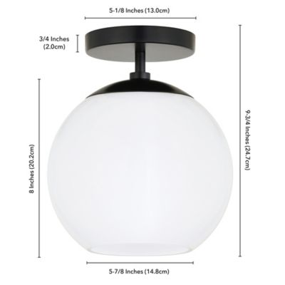 Image showing 4 th Hudson&Canal Bartlett Semi Flush-Mount Ceiling Light with Glass Shade, Milk White