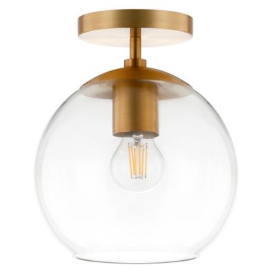 Image showing  Bartlett Semi Flush-Mount Ceiling Light with Clear Glass, Brass