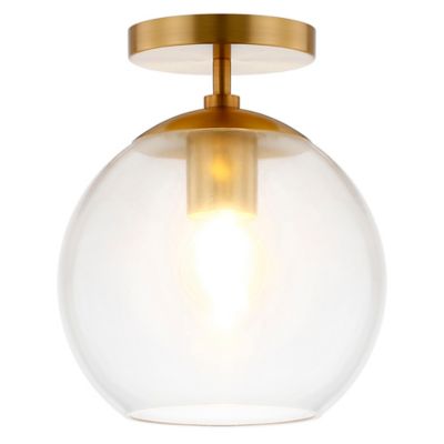 Image showing  Bartlett Semi Flush-Mount Ceiling Light with Clear Glass, Brass