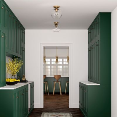 Image showing  Bartlett Semi Flush-Mount Ceiling Light with Clear Glass, Brass
