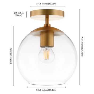 Image showing  Bartlett Semi Flush-Mount Ceiling Light with Clear Glass, Brass