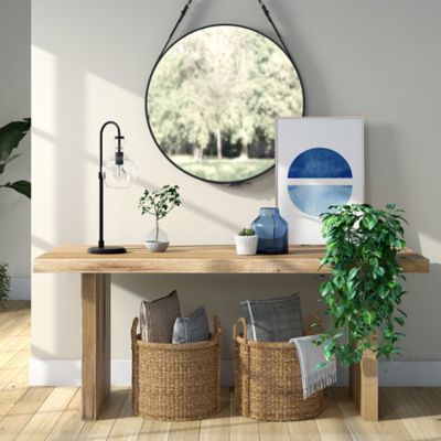 Image showing  27 in. Verona Blackened Bronze Arc Table Lamp with Seeded Glass Shade