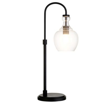 Image showing  27 in. Verona Blackened Bronze Arc Table Lamp with Clear Glass Shade
