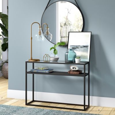 Image showing  27 in. Verona Brushed Brass Arc Table Lamp with Seeded Glass Shade