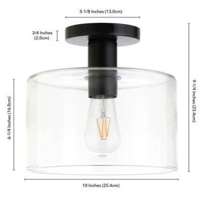 Image showing  1-Light Henri Glass Semi Flush-Mount Ceiling Light, Matte Black