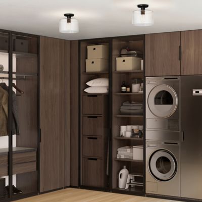 Image showing 6 th Hudson&Canal 1-Light Henri Glass Semi Flush-Mount Ceiling Light, Matte Black