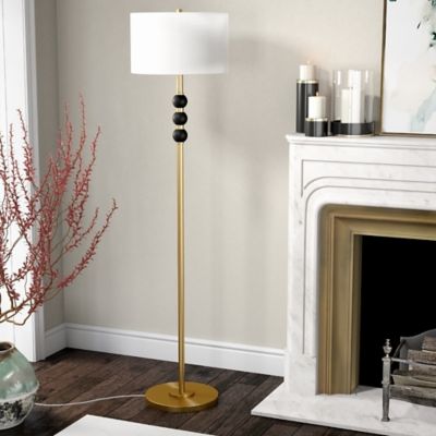 Hudson&Canal 62 in. Bernard Two-Tone Brass and Blackened Bronze Floor Lamp