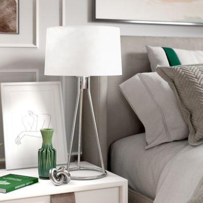 Hudson&Canal 28 in. Nova Brushed Nickel Tapered Table Lamp