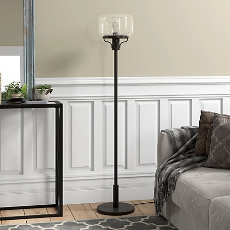 Hudson&Canal 62 in. Tatum Globe & Stem Floor Lamp, Blackened Bronze