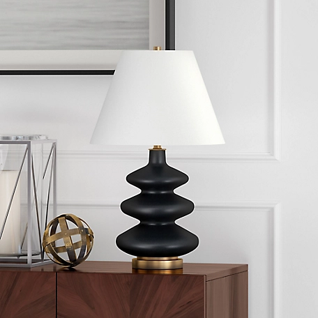 Hudson&Canal 26.5 in. Carleta Triple Gourd Table Lamp, Matte Black