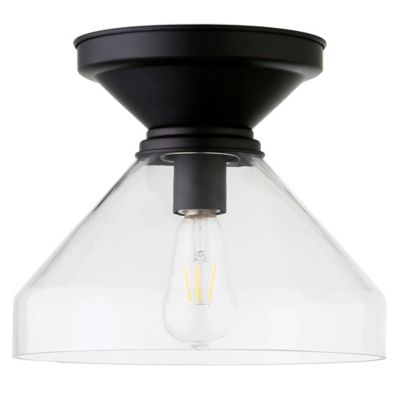 Image showing  1-Light Abbott Semi Flush-Mount Ceiling Light, Blackened Bronze