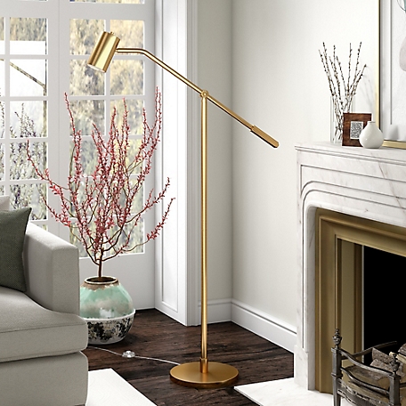 Hudson&Canal 60 in. Willis Floor Lamp with Boom Arm, Brass