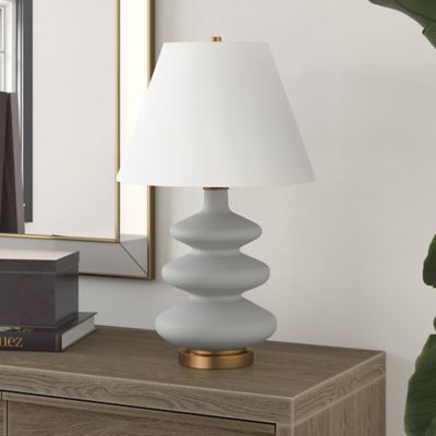 Hudson&Canal 26.5 in. Carleta Triple Gourd Table Lamp, Cool Gray