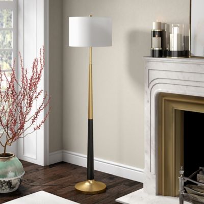 Image showing  60 in. Lyon 2-Tone Brushed Brass and Matte Black Floor Lamp