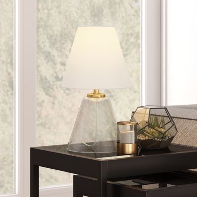 Image showing 8 th Hudson&Canal 13.625 in. Makenna Clear Glass Mini Table Lamp