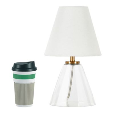 Image showing 9 th Hudson&Canal 13.625 in. Makenna Clear Glass Mini Table Lamp