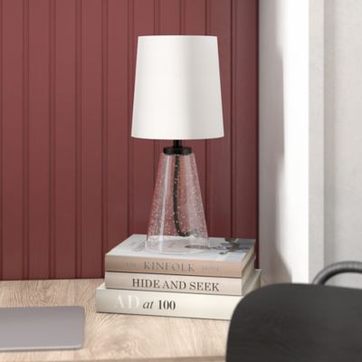 Hudson&Canal 15.75 in. Quimby Seeded Glass Mini Accent Table Lamp