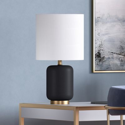 Image showing 7 th Hudson&Canal Lambert Ceramic Mini Accent Lamp, Matte Black