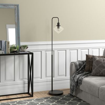 Image showing  62 in. Zariza Arc Floor Lamp with Clear Glass Shade, Blackened Bronze