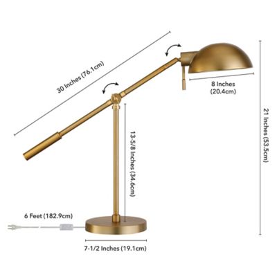 Image showing  23.25 in. Dexter Table Lamp with Boom Arm, Brass
