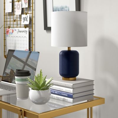 Hudson&Canal Lambert Ceramic Mini Accent Lamp, Navy