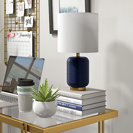 Hudson&Canal Lambert Ceramic Mini Accent Lamp, Navy