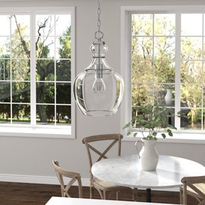 Hudson&Canal Verona Pendant Light with Clear Glass Shade, 11 in., Brushed Nickel