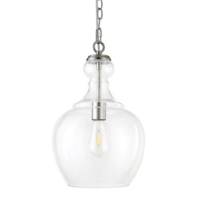 Image showing 9 th Hudson&Canal 1-Light Verona Pendant Light with Clear Glass Shade, 11 in., Brushed Nickel