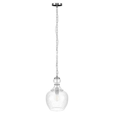 Image showing  1-Light Verona Pendant Light with Seeded Glass Shade, 11 in., Brushed Nickel