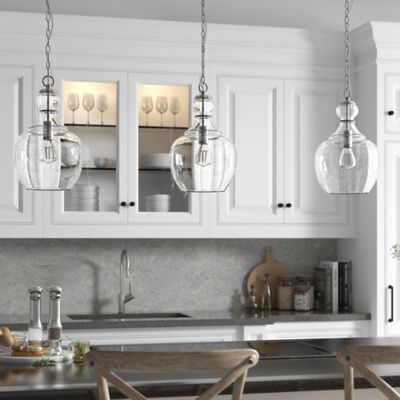 Image showing  1-Light Verona Pendant Light with Seeded Glass Shade, 11 in., Brushed Nickel