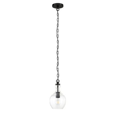 Image showing  1-Light Verona Pendant Light with Clear Glass Shade, 7 in., Blackened Bronze