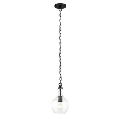 Image showing  1-Light Verona Pendant Light with Clear Glass Shade, 7 in., Blackened Bronze