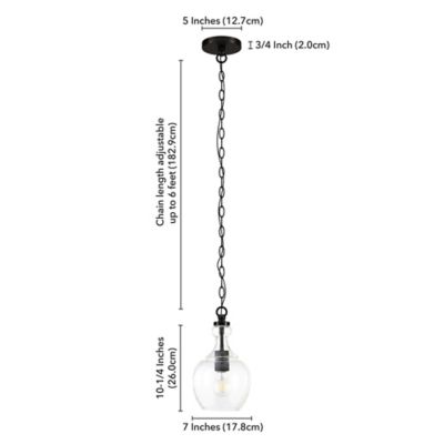 Image showing  1-Light Verona Pendant Light with Clear Glass Shade, 7 in., Blackened Bronze