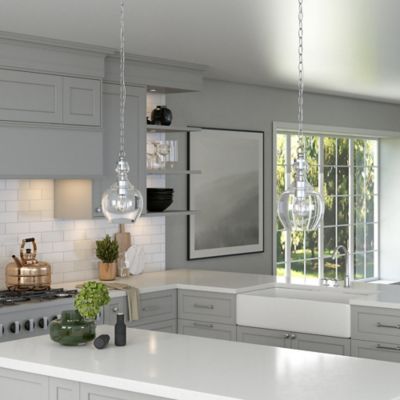 Image showing  1-Light Verona Pendant Light with Clear Glass Shade, 7 in., Brushed Nickel