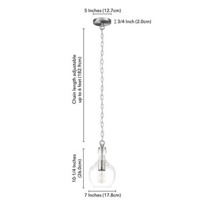 Image showing  1-Light Verona Pendant Light with Clear Glass Shade, 7 in., Brushed Nickel